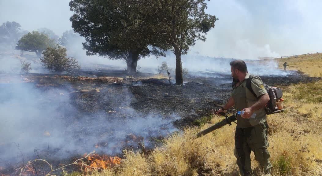 آتش سوزی مراتع جنگلی بخش گواور گیلانغرب را فرا گرفت