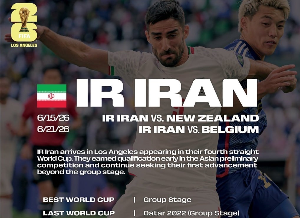 رونمایی فیفا از پوستر بازی های تیم ملی ایران در لس‌آنجلس